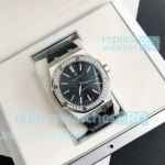 Replica Audemars Piguet Royal Oak Diamond Bezel 41mm Black Leather Strap Watch